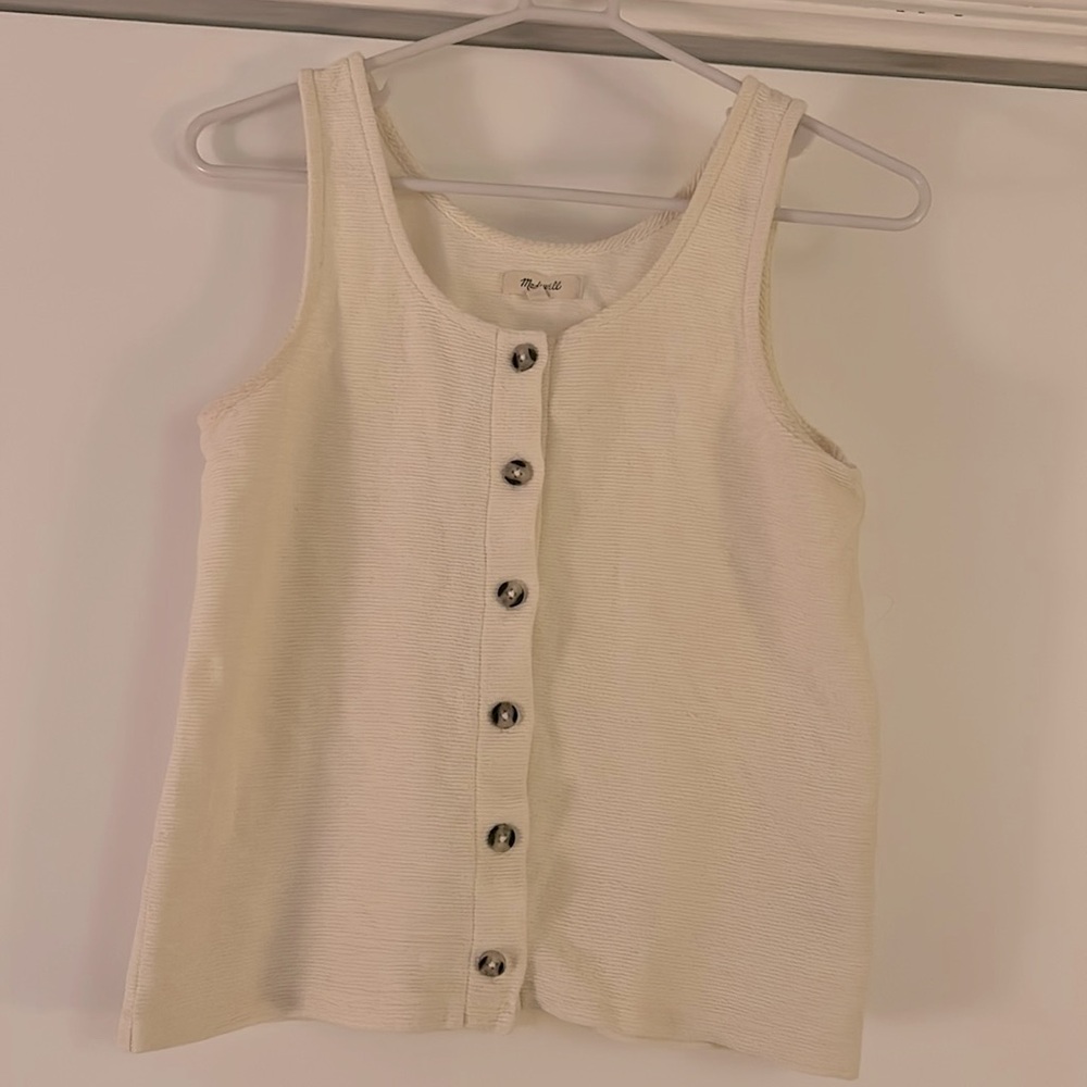 Madewell ivory button down sleeveless top